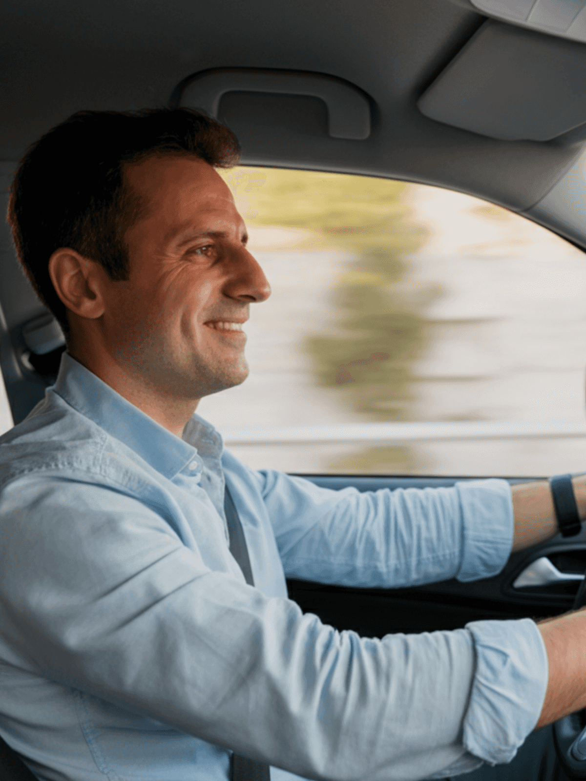 Man driving in taxi