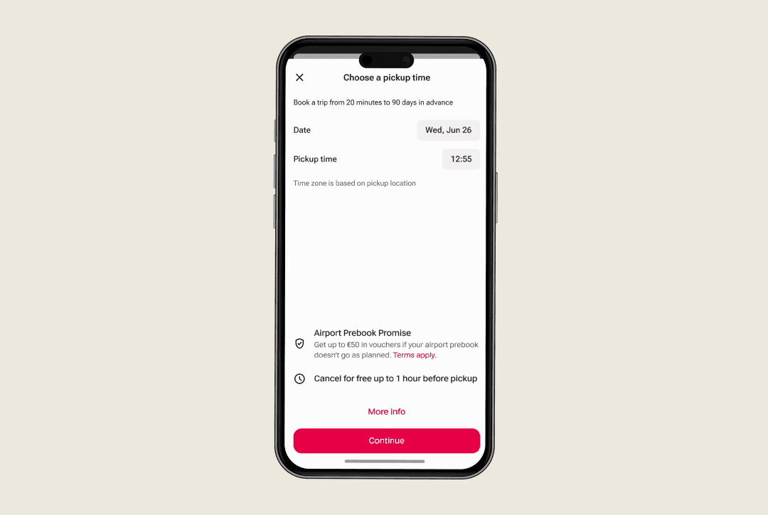 mobile screen showing Freenow app page